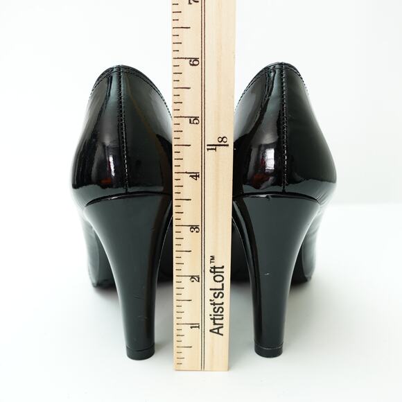 Antonio Melani Black Suede Patent Leather Heel Pump Booties Size 7.5 - Picture 7 of 9